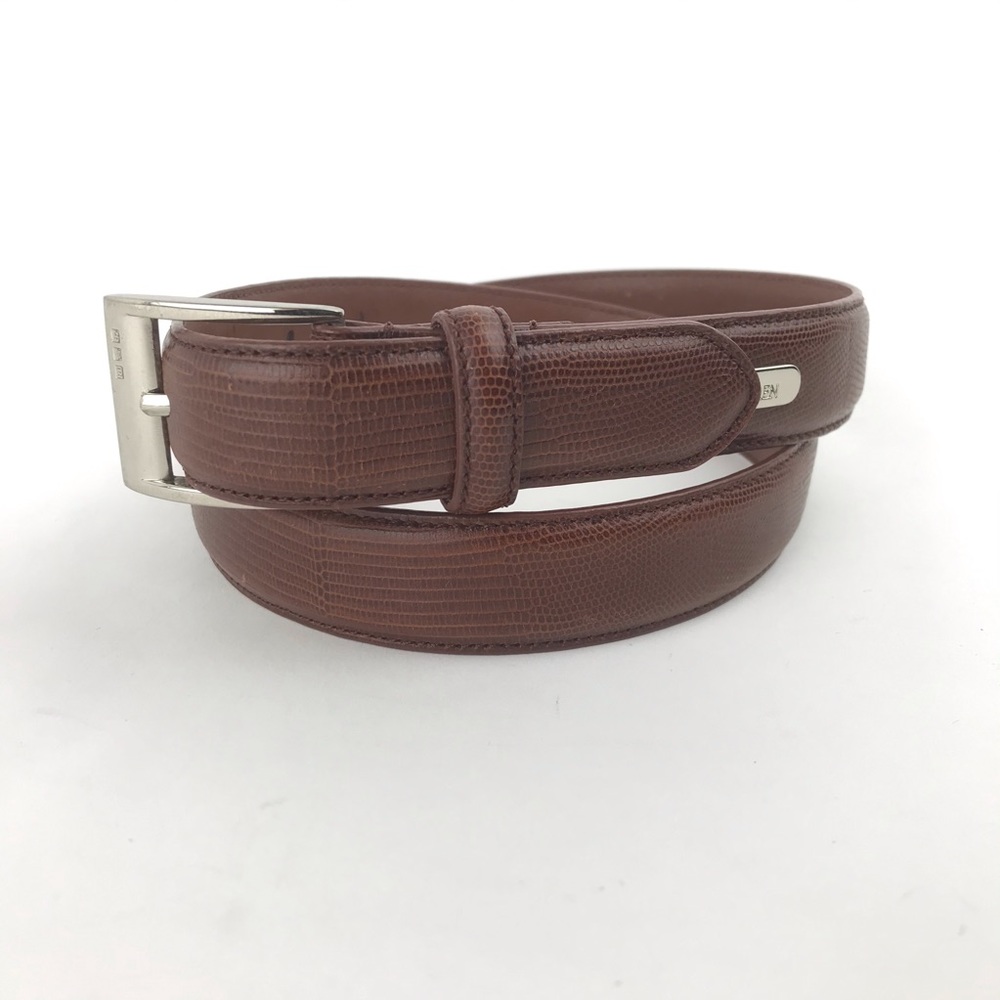 Ralph Lauren Brown Leather Belt w Silver Accents